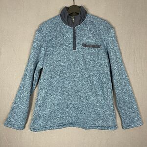 Eddie Bauer Sweater Men Small Heather Blue Fleece Lined 1/4 Zip Pullover Classic